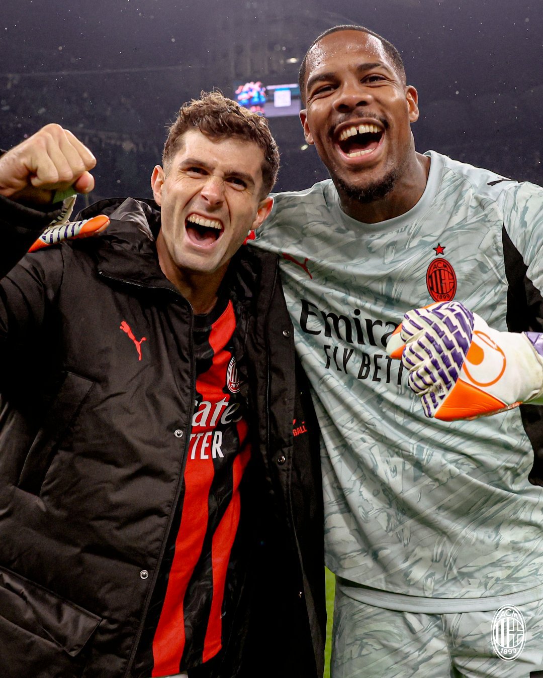 Christian Pulisic celebrates scoring AC Milan's winning goal in 1-0 Derby della Madonnina victory over Inter Milan