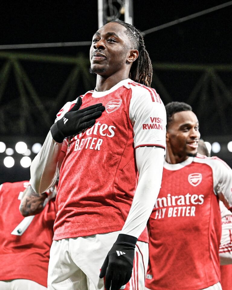 Eberechi Eze celebrates historic North London Derby hat-trick as Arsenal beat Tottenham 4-1 at Emirates Stadium November 23 2025