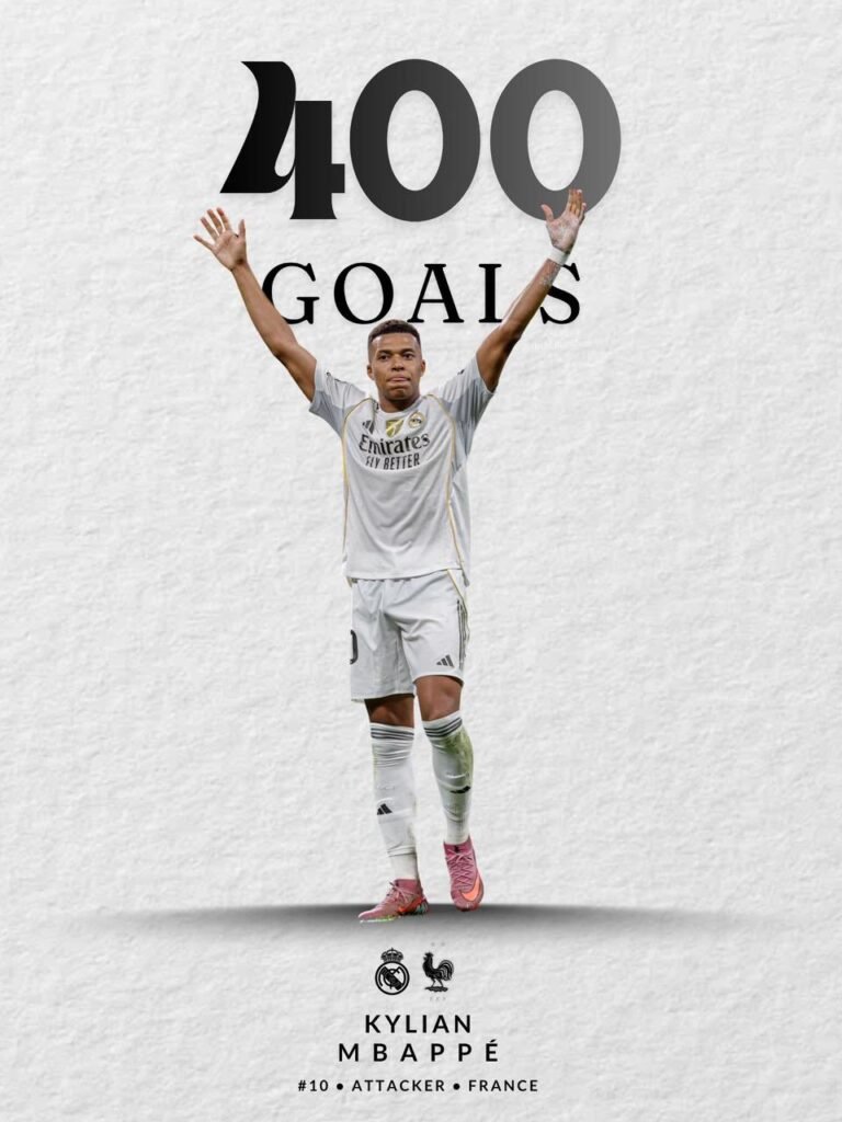 Kylian Mbappé Reaches 400 Career Goals — A Historic Milestone at Just 25